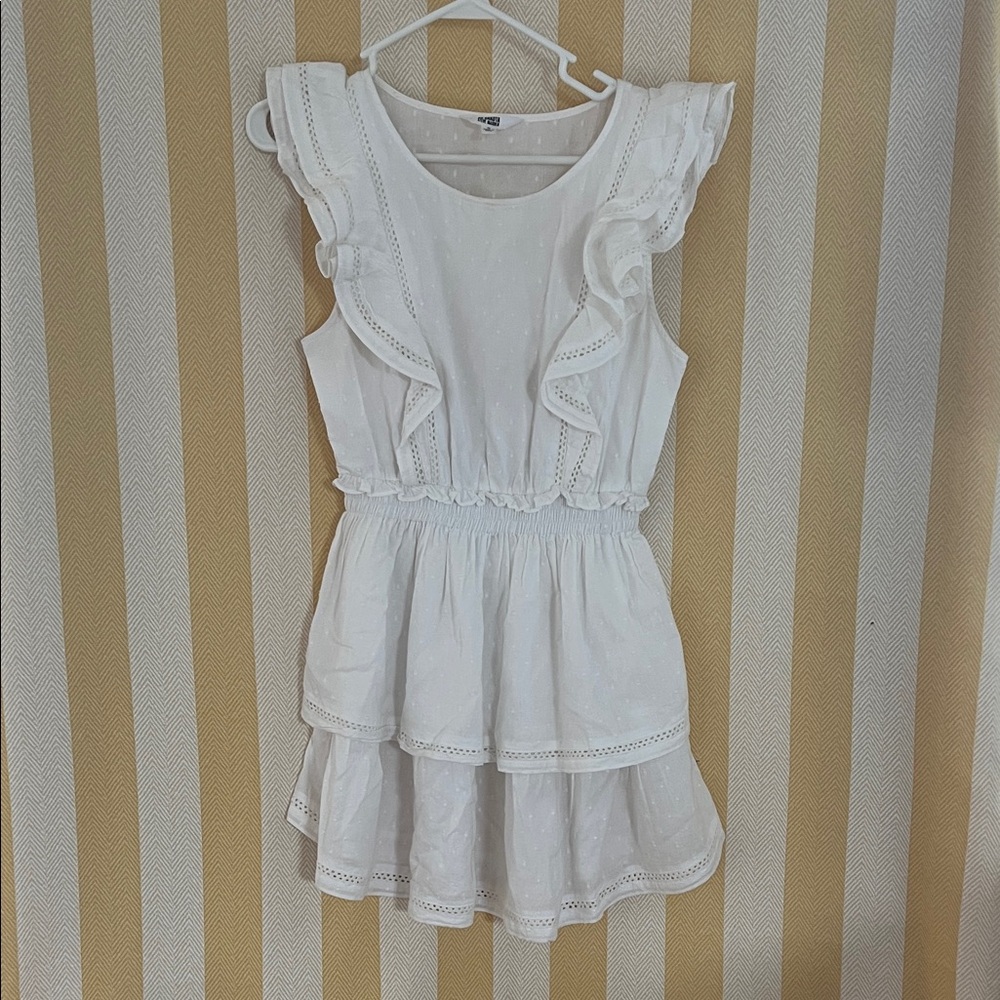 BB Dakota by Steve Madden White Ruffle Mini Dress